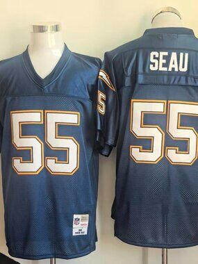 Junior Seau #55 Navy Blue Football Jersey